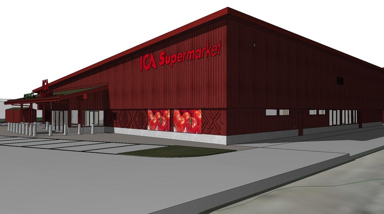 Skissbild på nya ICA Supermarket som ska byggas i Limsjöänget